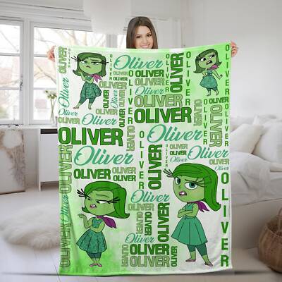 Personalized Disgust Watercolor Disney Pixar Inside Out Blanket, Disgust