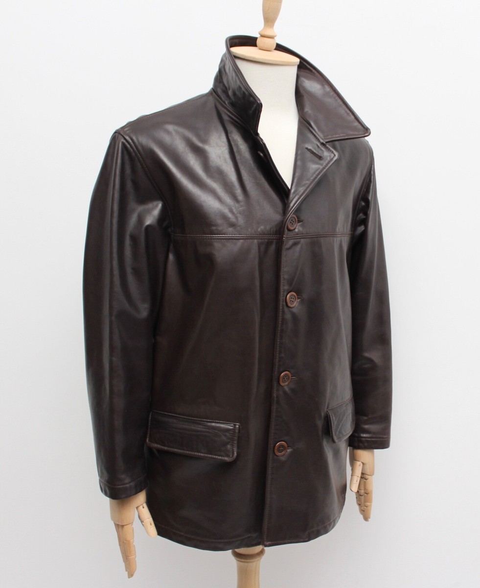 Men's Vintage STEWART Leather Jacket Coat Brown RARE Size M made