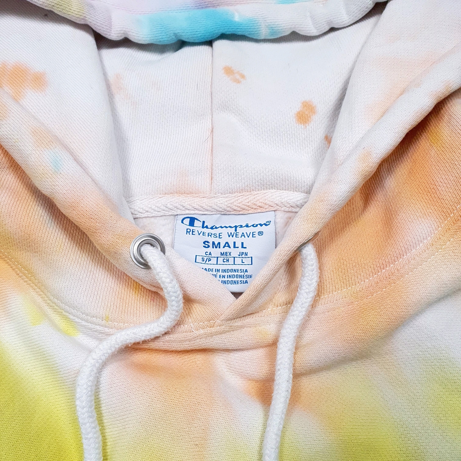 CHAMPION Hoodie Tie Dye Reverse Weave Cropped Jumper Sweatshirt Womens S image 2