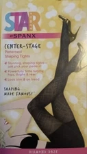 NWT Spanx Star Power Center Stage Nouveau Size E Black Patterned Tights 2227