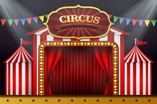 Striped Circus Red Stage Curtains Backdrop 7x5ft Vinyl Photography Background LB