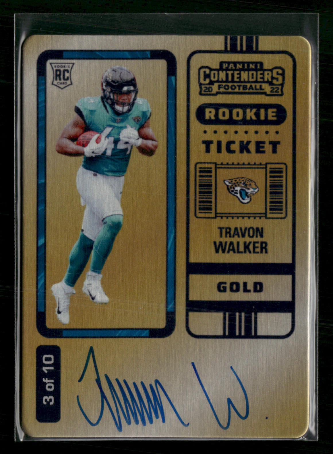 2022 Panini Contenders Football Gold Ticket Travon Walker RC Auto 3/10 [lbF21