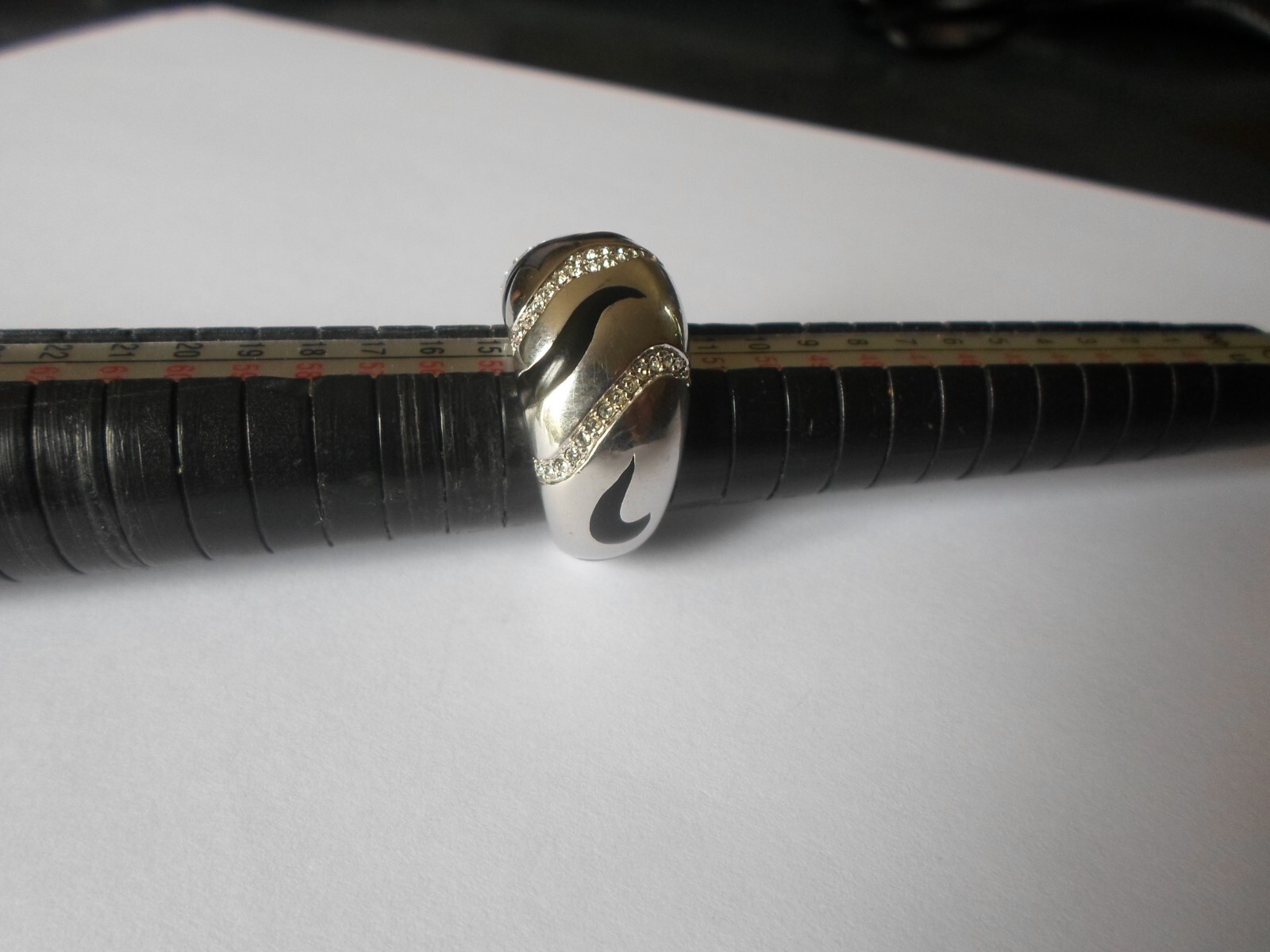 solid silver ring, dome, black and zirconium edge… - image 7