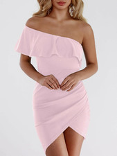 Yoins One Shoulder Asymmetrical Bodycon Mini Dress Lavender Large SALEb MM 03