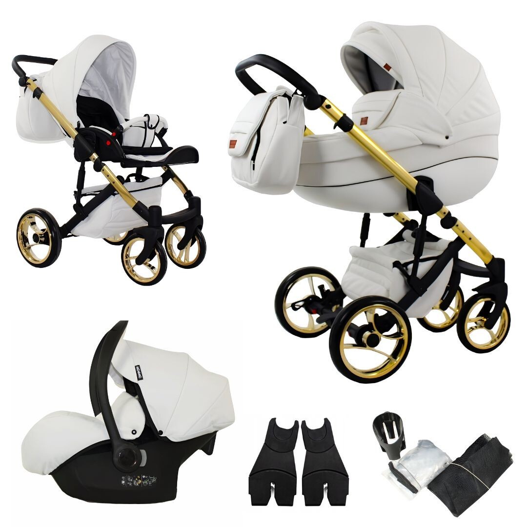 MOMMO AAA Kinderwagen 3in1 Öko-Leder – Cosmo I-Size-Sitz