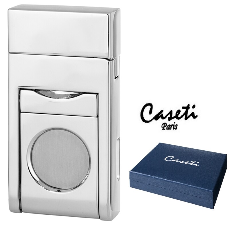 CASETI PARIS "CHAMONIX" JET FLAME LIGHTER w. CIGAR CUTTER * NEW in BOX