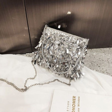 Femme Sequin Gland Bandoulière Sac Brillant Fête Clubbing Perlé Paillette