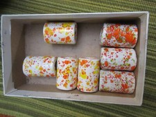 7 Vintage Speckled Ceramic Macrame Beads Cylindrical Tube 1 3/4" x 1"