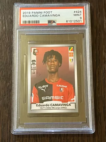 PSA 9  2019-20 Panini Foot Eduardo Camavinga RC ROOKIE Sticker #424