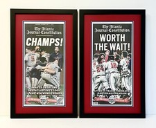 (2) 2021 Atlanta Braves World Series Championship Framed REAL Newspaper- 17x28