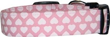 Light Pink Line of Hearts Valentines Day Handmade Dog Collar