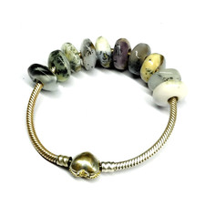 10 Pcs. Natural Dendrite Gemstone 5MM Big Hole Beads Large Hole Beads 14x7mm