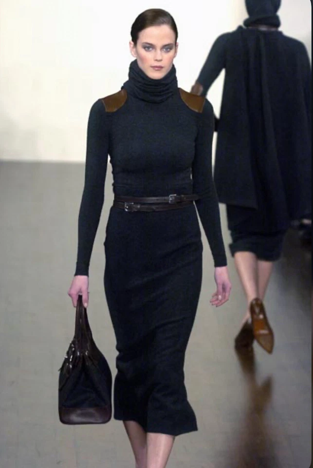 Ralph Lauren Collection Ricky 33 Bag Wool Leather Runway 2005 Satchel Purse - Image 4 of 4