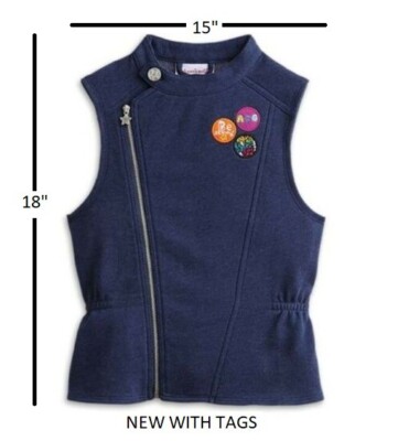 American Girl Kids Girls Love to Layer Moto-Style Vest Navy Blue