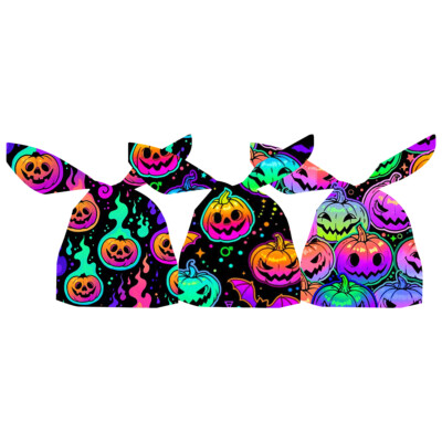 50 Stück Halloween-Süßigkeitentüten – Orange & Lila, Mit Bindebändern