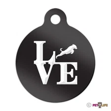 Love Portuguese Water Dog Engraved Keychain Round Tag w/tab park v2 portie pwd