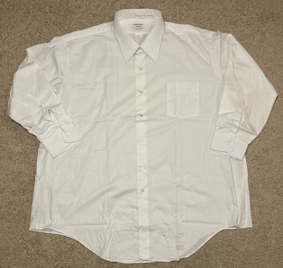 トップス 60's-70's Arrow Dress Shirt Vtg 60s Arrow Dress Shirt Snap Tab Collar Sanforized White