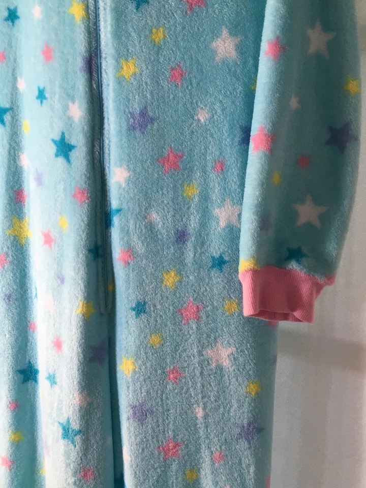 Pijama Disfraz Unicornio Gloria Desteñido Talla M 8 - 10 Azul Rosa Con Capucha Vellón Cremallera Foto 4 de 4