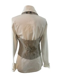 Anne Fontaine Paris Romeo Linen Blend Waistcoat Corset Vest Top Size 40 US 6/8