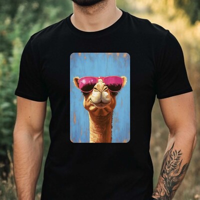Mens Camel Sunglasses Print Cotton T-Shirt Size XS to 5XL