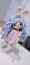 Crochet doll, Amigurumi Doll, Handmade doll decoration, Doll with blue hair