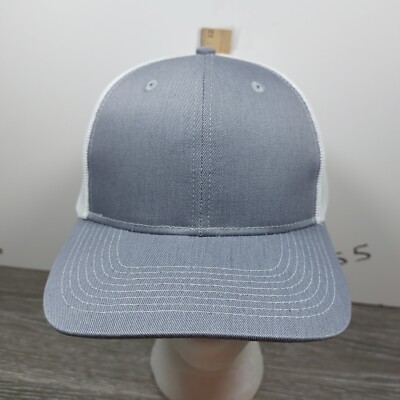 Gray Blank Adjustable Hat Port Authority One Size Snapback Grey Cap White  Mesh