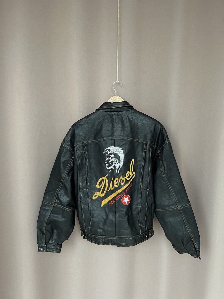 Diesel Big Back Logo Leather Jacket New World Basic Black