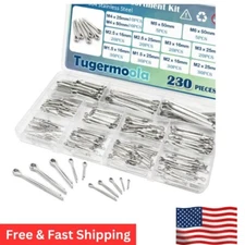 230PCS 12 Sizes Cotter Pins Assortment Kit 304 Steel Split Pin Fastener Clips