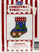 2000s DMC Christmas Time Stocking BK984N Cross Stitch Mini Kit 3x3 AS IS 12616
