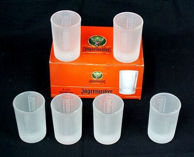 NEU! Jägermeister 6 Shot Schnapsgläser ''gefrostetes'' Glas mit Karton OVP Gläser 