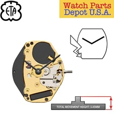 Genuine ETA 902.002 Swiss Made Quartz Movement, 2 Hands Standard Height - NEW!