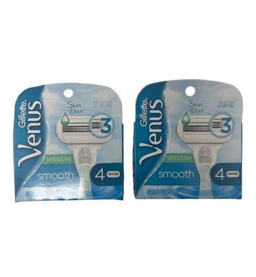 Gillette Venus Sensitive Smooth Women's Razor 3 Blade Cartridge 4 Ct (Lot of 2)