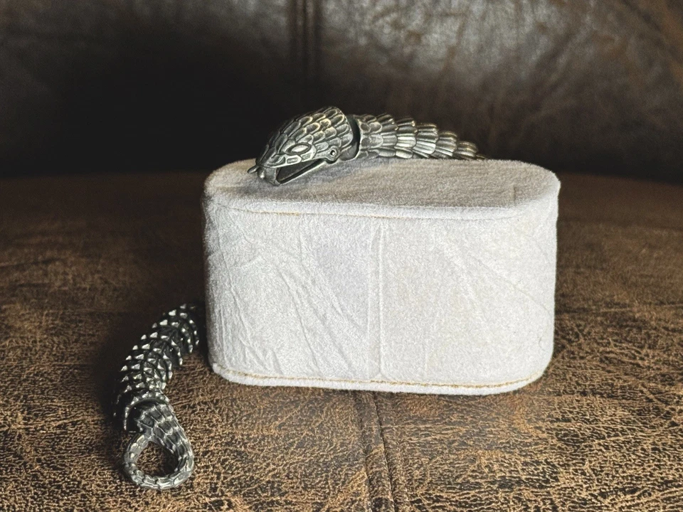 Pulsera de cadena de serpiente de acero inoxidable unisex - joyería tono plata Foto 4 de 4