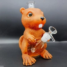 Cute Groundhog 9 Inch Silicone Bong - Complete Hookah Set with Glass Bowl