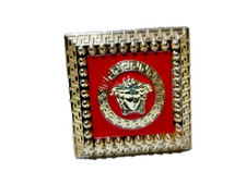 Versace, red and gold square belt buckle in excellent condition