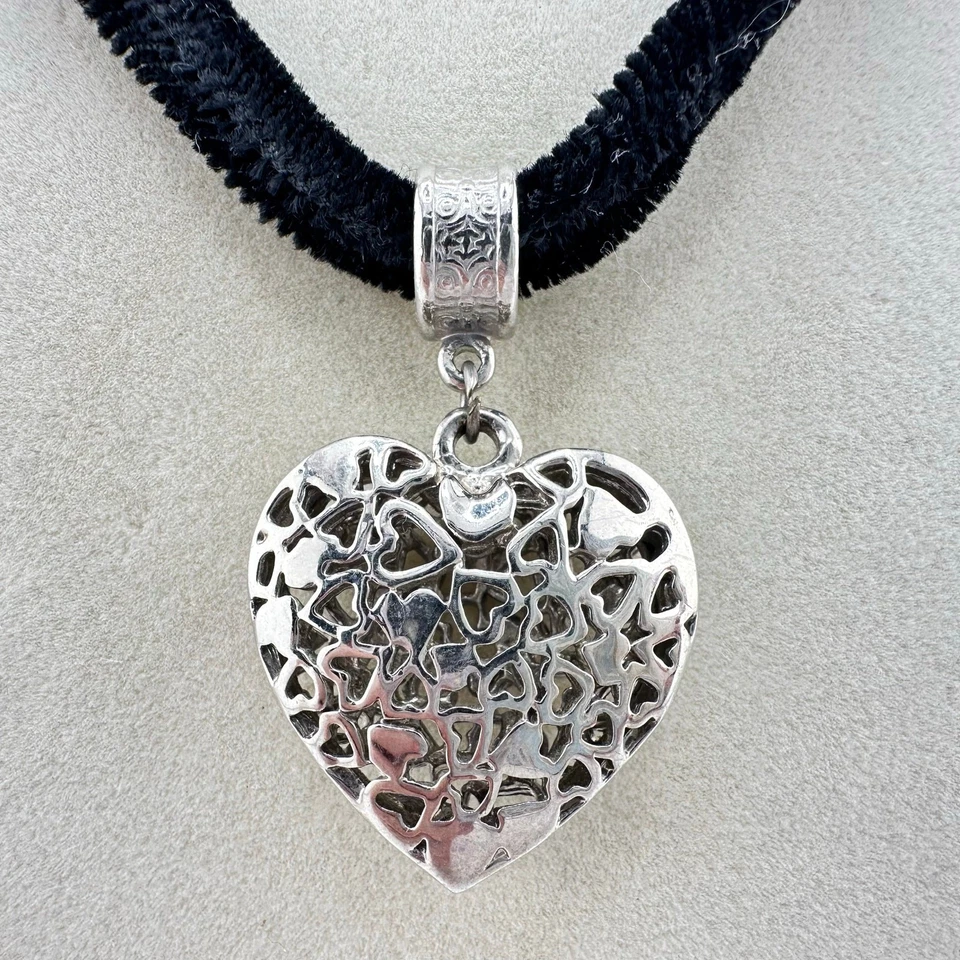 "Collar de 18"" con colgante de corazón estilo vintage cordón de terciopelo negro amor romance" Foto 2 de 4