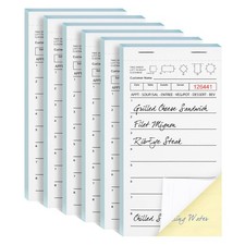DGBDPACK 6 Guest Checks for Servers, Server Note Pads, 3.5 x 6.75 in, White