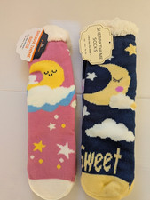 2 Pairs Sherpa Lined Slipper Socks - Good night  sweet dreams NWT