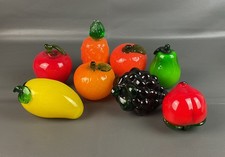 Vintage Lot Of 8 Murano Style Hand Blown Glass Fruits Vegetables