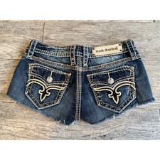 Rock Revival Jamila Boot 28 Blue Cut Off Denim Jean Shorts E6401B8 Womens Y2K