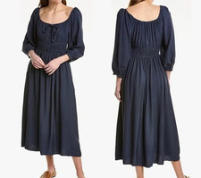 Madewell Women's Twill Sophia Midi Dress Small Dark Baltic Blue