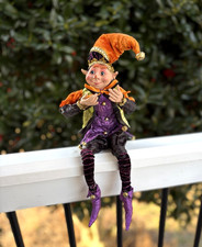 Adorable Robert Stanley or Raz posable Halloween elf doll 17"