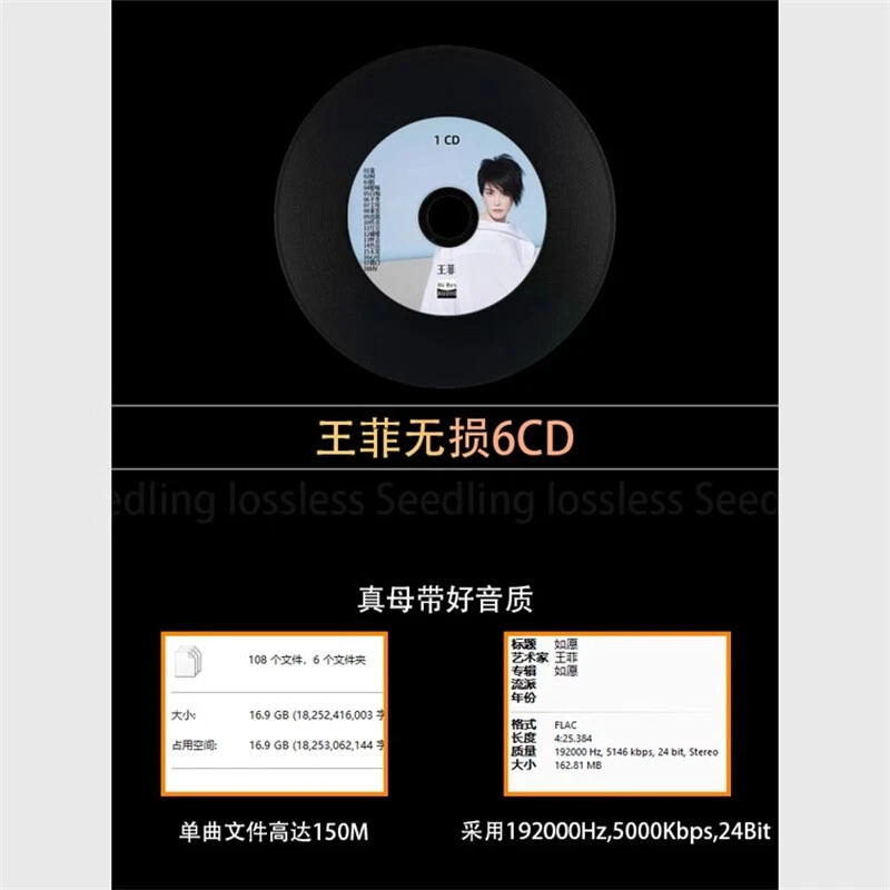 6CDs Faye Wong Pop Music Album Music Songs Car CD 王菲车载CD黑胶光盘,不是唱片 Foto 4 de 4