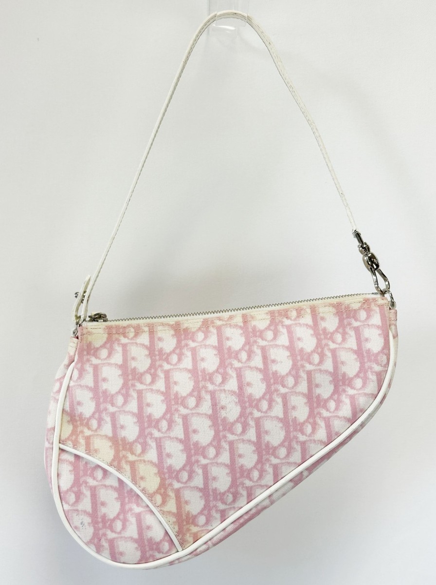 Vintage CHRISTIAN DIOR Diorissimo Trotter Saddle Shoulder Bag Pink
