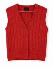Vintage Sears Wintuk Womens Medium Red Cable Knit Sweater Vest USA Made