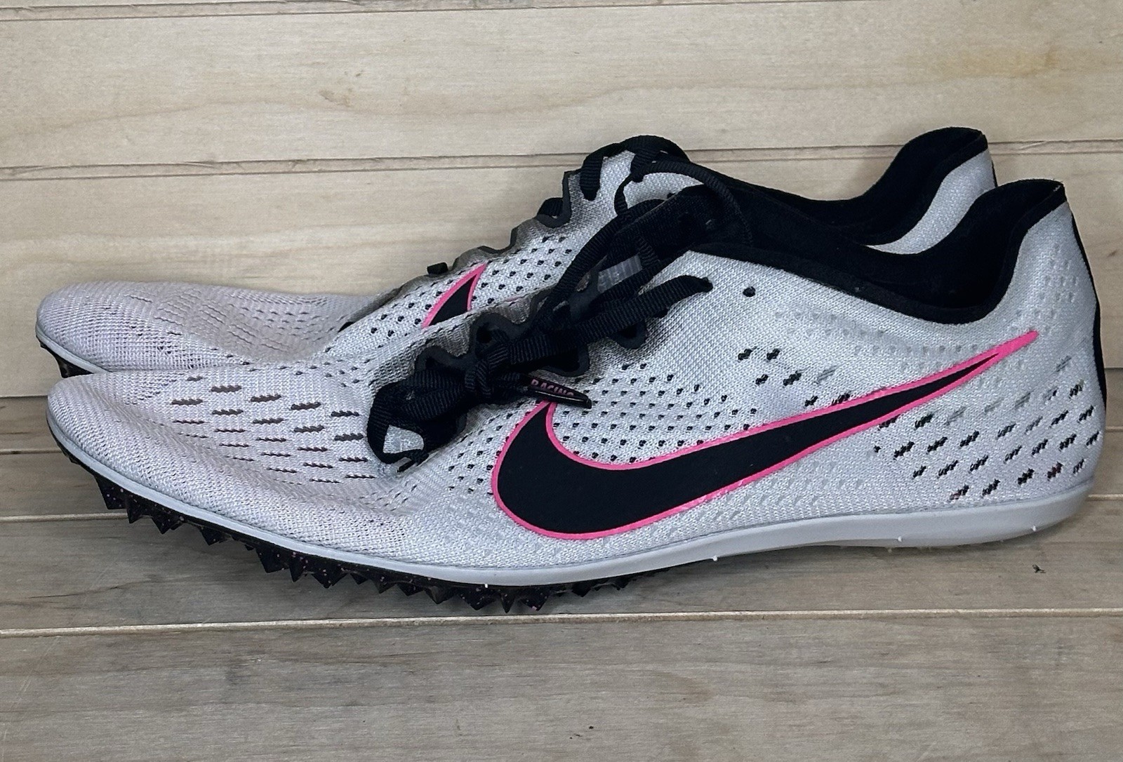 Nike Zoom Victory 3 Sz 12 Pure Platinum Pink Blast Running Spike Shoe 835997-002 thumbnail 2