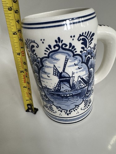 Delft Tankard Holland Blue White Design Pottery Hand Painted - Picture 15 of 17
