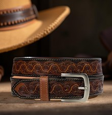 Men's Belt Handmade Full Grain Leather With Buckle Casual Belt 1-1/2" Wide