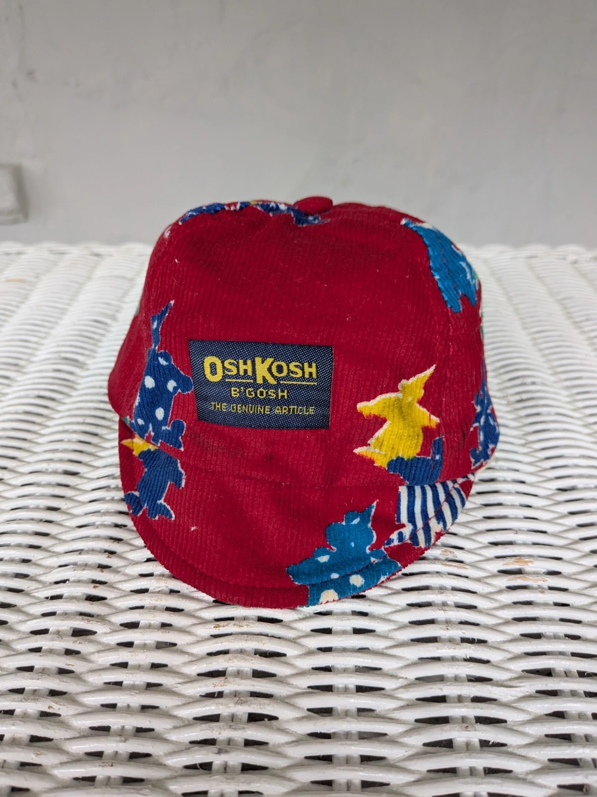 Vintage OshKosh B’gosh Circus Clown Baby Hat Red Corduroy Colorful