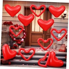 12 Pcs Valentine's Day Heart Inflatable Balloons Large PVC Heart Blow up